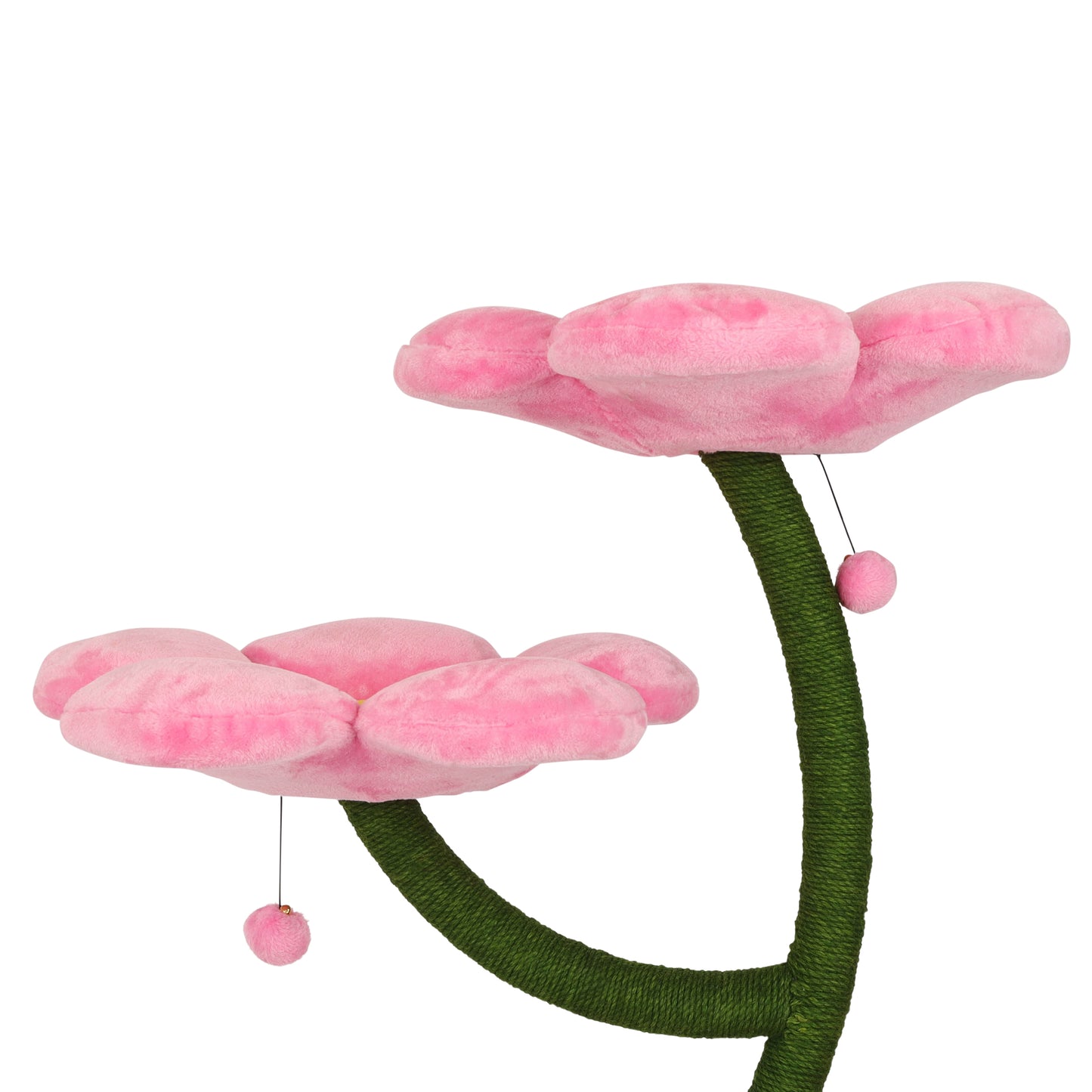 Azalea Eden's pink flower-shaped cat tree with green stems