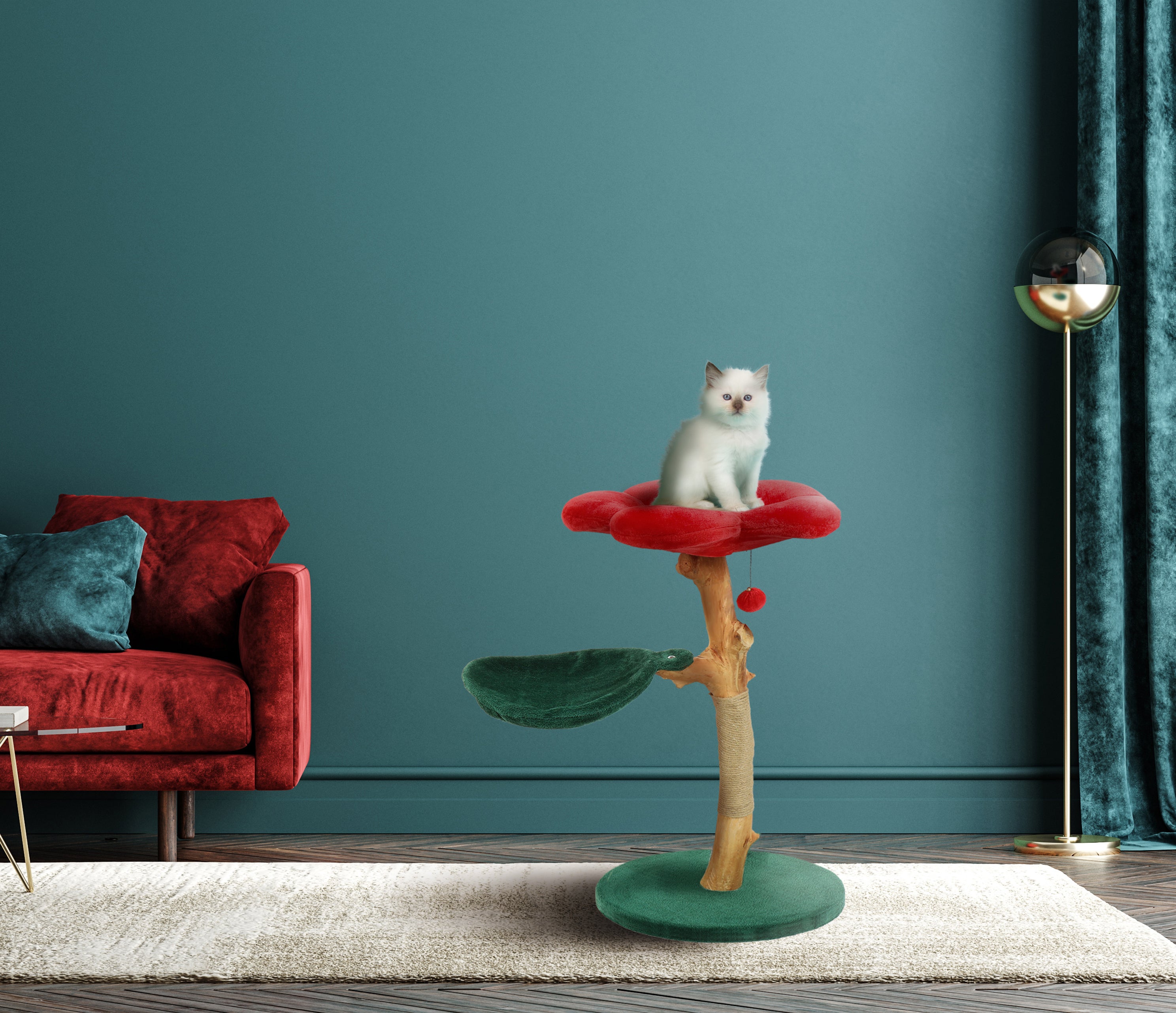 ZINNIA RED DOS - KBS FLORAL CAT TREE