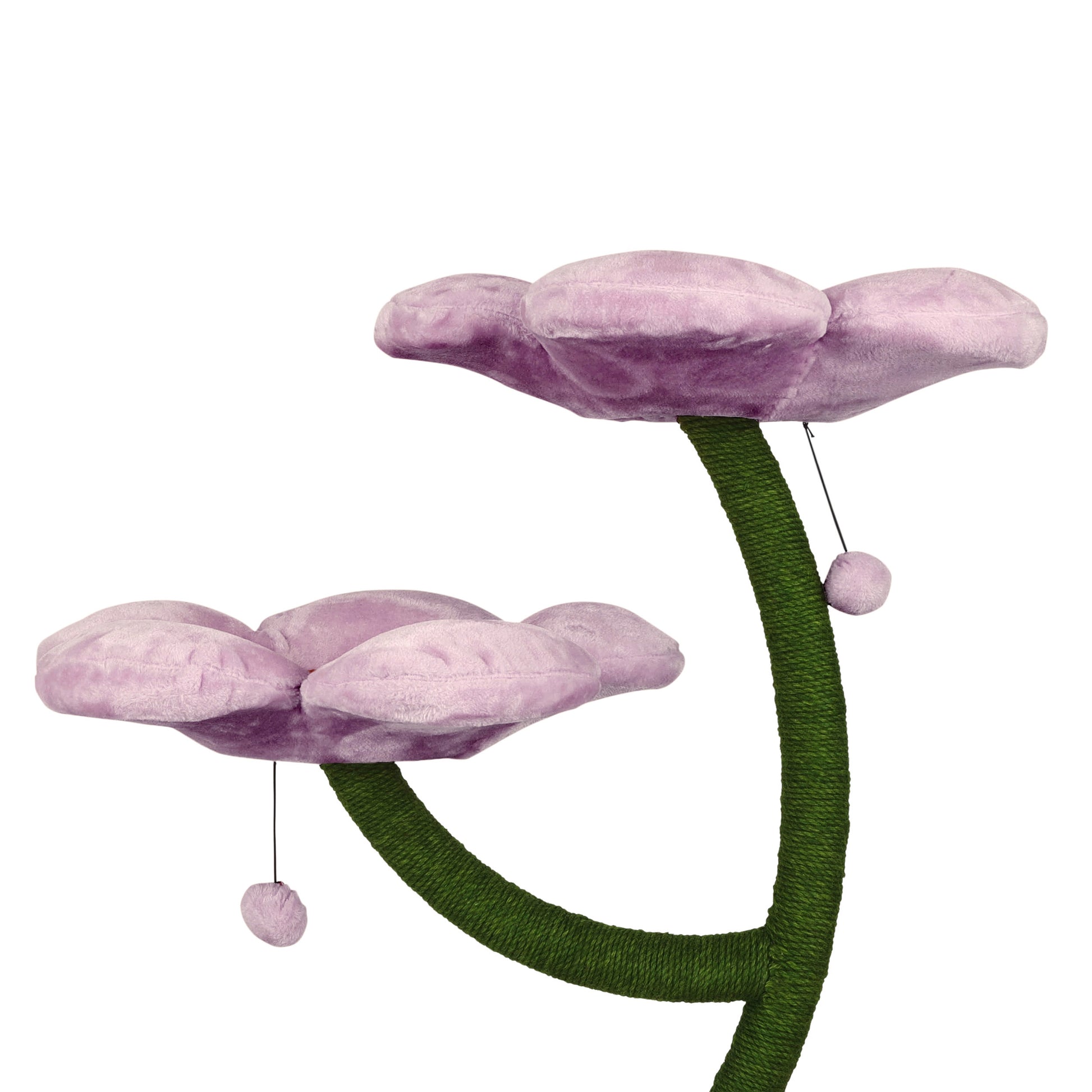 Lavender Eden flower cat tree, pink with green leaves