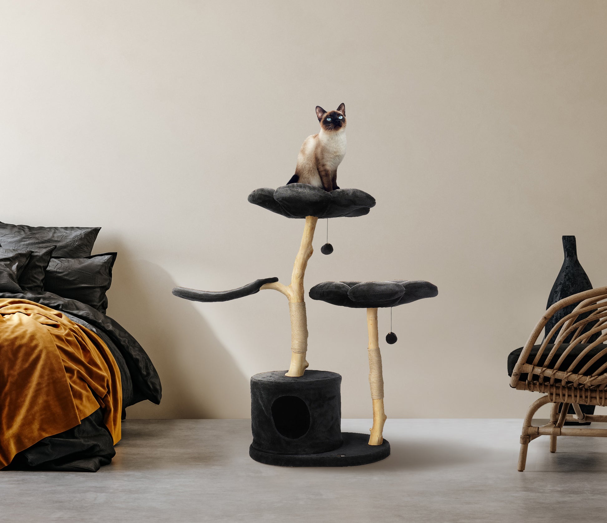 COZY PLUSH NOIR TRES KBS FLORAL CAT TREE - Main Image