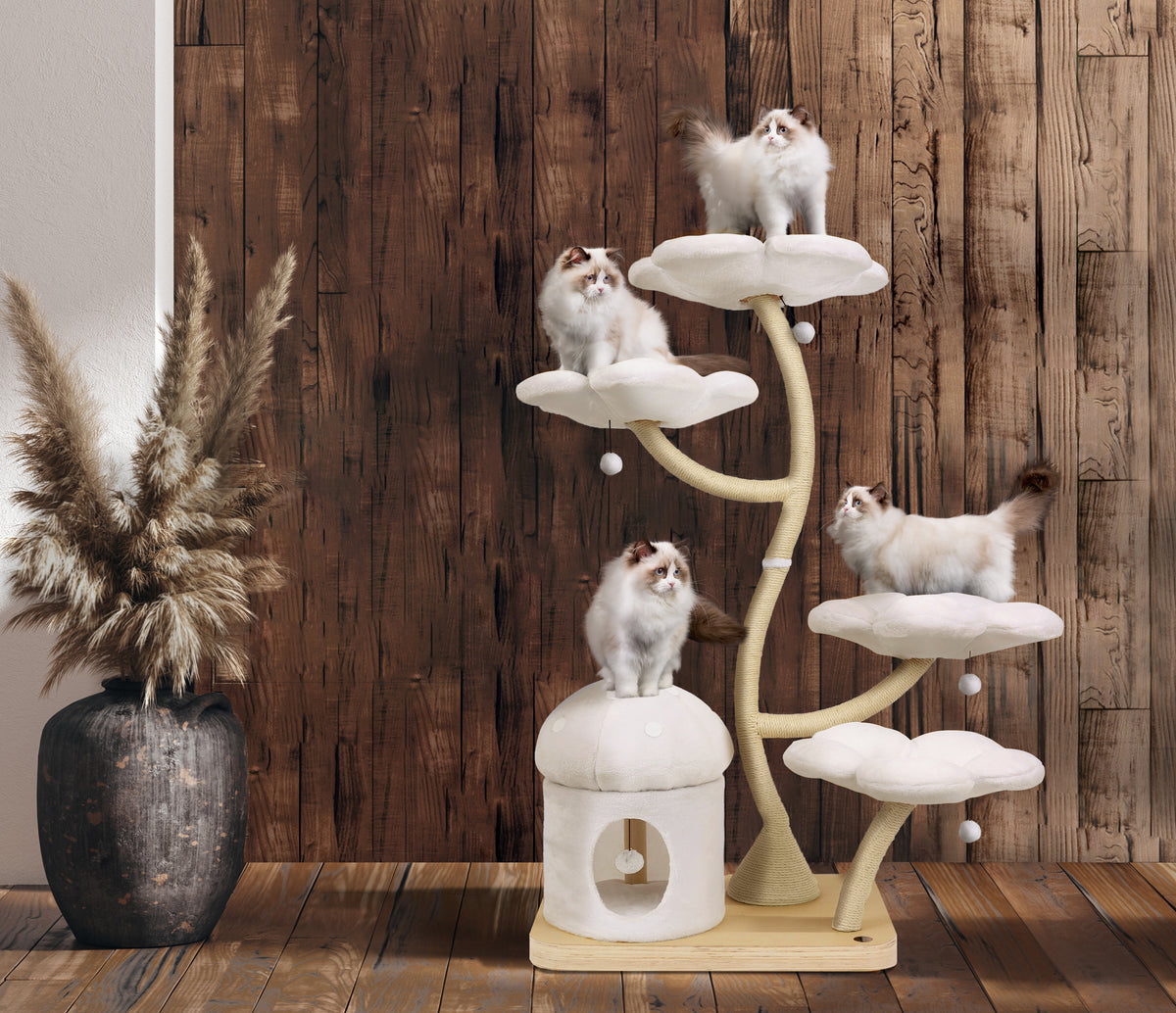 Cozy Plush Blanc Eden Modern Cat Tree & Condo, Large, White, Kbspets